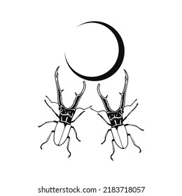 vector two beetles and a crescent