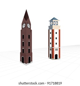 Vector for two bell towers on blueprint