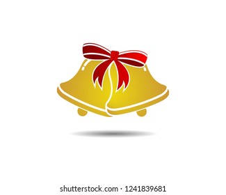 vector of two bells with a red ribbon on it