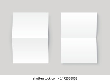 Vector two blank white paper opened. Front view. - stock vector.