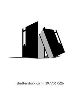 vector of two books, one book rests on the other, perspective, flat 3d, illustration