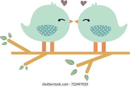 Vector two btrds kissing for a background card. 