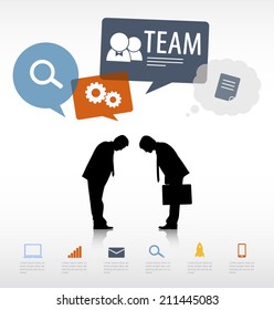 Vector Two Businessmen Bowing with Social Media Concept