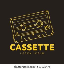 Vector two colors compact tape cassettes logo template. Web graphics, banners, advertisements, stickers, labels, business templates, t-shirt. Isolated on a color background
