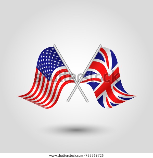 Vector Two Crossed American British Flags Stock Vector Royalty Free