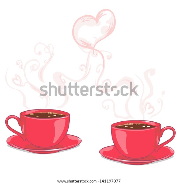 Vector Two Cups Coffee Lovers Stock Vector (Royalty Free) 141197077 ...