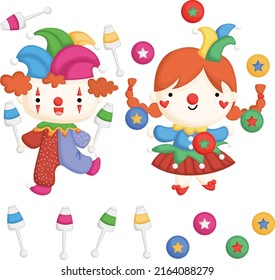 a vector of two cute clowns