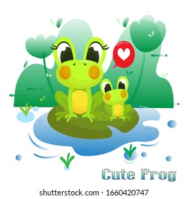 vector of two cute frogs in a swamp