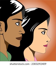 Vector Two design variants Abstract couple, man and woman, man and woman in vector. Vector illustration of a pair of boy and girl, a pair of lovers. Fashion novel cover vector