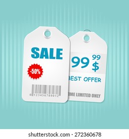 Vector two detailed banners on blue background with Sale inscription, business illustration