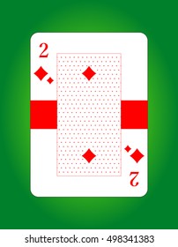 Vector of two of diamonds. Playing card. Poker card. 