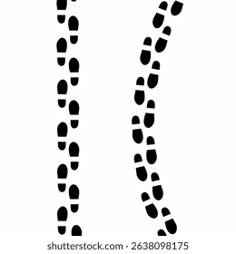 vector two different footprints with shoes on white background. Silhouette of hiking, walking and health banner.