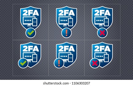 Vector two factor authentication user interface icons