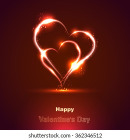 vector, two fiery heart, Happy Valentine's Day