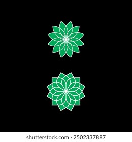 VECTOR: Two flower characters: Green, White and Black