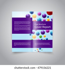 Vector two fold brochure design template with festive background with colorful bright balloons EPS10 Two Fold Mock up and back Brochure Design for Happy Birthday party invitations or promotion