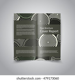 Vector two fold brochure design template with abstract geometric ornamental pattern background EPS10 Two Fold Mock up and back Brochure Design 