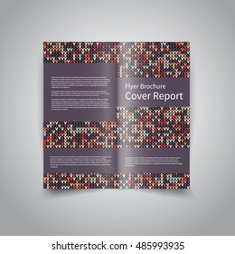 Vector two fold brochure design template with abstract knitted ornament pattern background EPS10 Two Fold Mock up and back Brochure Design for Merry Christmas and Happy New Year party invitation