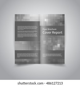 Vector two fold brochure design template with abstract geometric greyscale background EPS10 Two Fold Mock up and back Brochure Design 