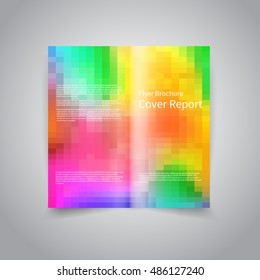 Vector two fold brochure design template with abstract geometric colorful background EPS10 Two Fold Mock up and back Brochure Design 