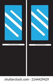 VECTOR DOS PUERTAS DE VIDRIO CON FONDO BLANCO.