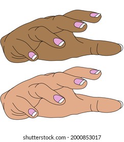 Vector of two grabbing hands with different skin color.