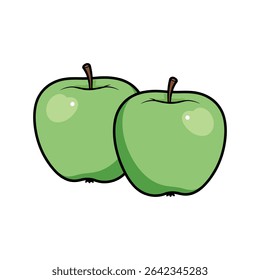Vector of two green apples on a white background