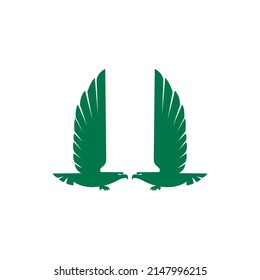 vector two green birds concept
