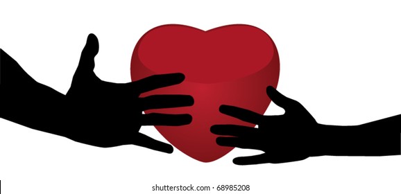 vector two hands and heart