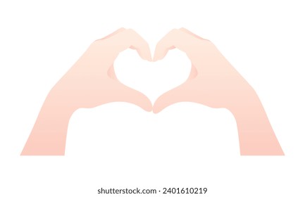 Vector two hands showing love sign with fingers isolated vector illustration.