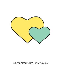 Vector two hearts icon isolated outline. Eps10