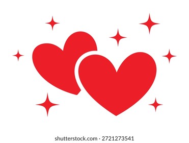 Icono de dos corazones de Vector con estrella brillante