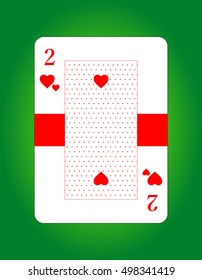 Vector of two of hearts. Playing card. Poker card. 