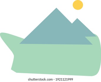 Vector two high mountains with bright sunshine and green plains Suitable for logos, illustrations, backgrounds
