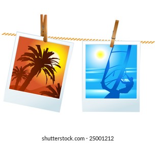 vector two holiday's pictures are hanging