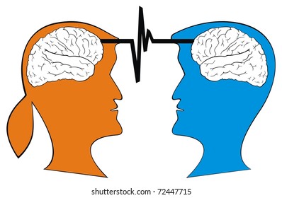 VECTOR - Two Human Head ( Male and Female ) Interacting