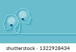 Vector of two human heads made of gears with light bulb shape inside. Innovation technology and new idea generation concept
