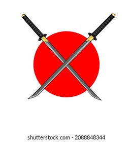 Vector two Katana sword samurai from Japan 