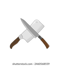 vector of two knives, namely a meat knife and a kitchen knife