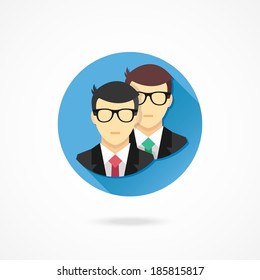 Vector Two Men Icon Teamwork Concept