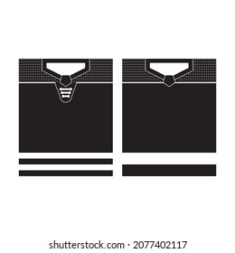 Vector two monochrome icons of ice hockey jerseys in a rectangle on a white background. Sportswear with a polka dot texture on the shoulders, a pentagon, lacing at the neck and stripes.