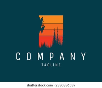 vector of two mountain climbers helping each other climb. isolated logo, badge, emblem, icon, sticker design. extreme adventure industry