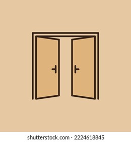 Vector Two Opened Doors concept colored icon or design element