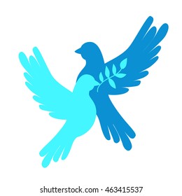 Vector Two Peace Doves Flying Bird Icon