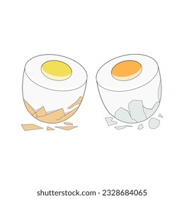 vector two peeled boiled eggs and one chicken egg then one duck egg