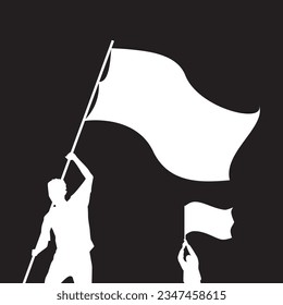 vector two people holding flags