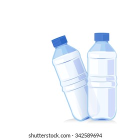vector of two plastic bottle water on white background.