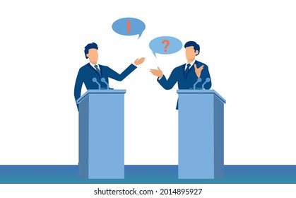 Vector of two political leaders, two men debating