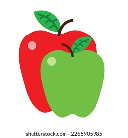 vector of two red and green apples