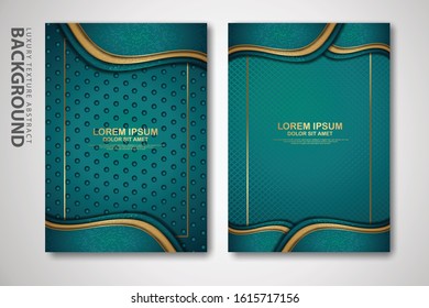 Vektorillustration von zwei Cover-Design-Vorlage mit luxuriösen und eleganten Wellen, Kreis und überlappen Schichten Hintergrund mit Glitter-Effekt. Realistische Textur auf Hintergrund